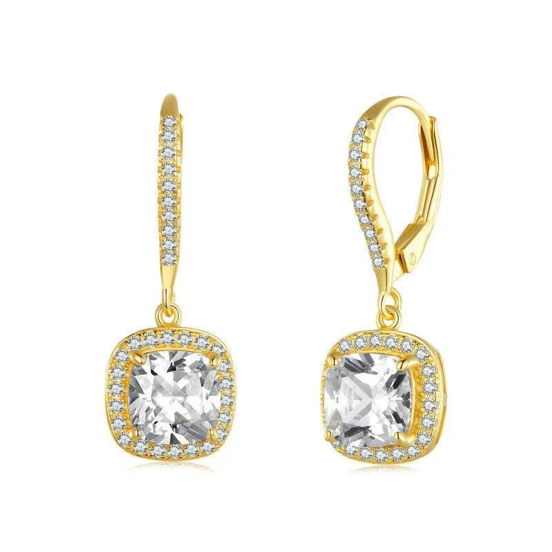 Boucles d'oreilles clous en argent sterling brillant plaqué or blanc personnalisées pour femme