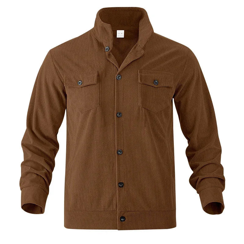 Veste Homme Col Montant Manches Longues Multi-Poches Simple et Polyvalente