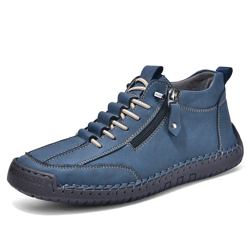 Herren Casual Retro Leder-Schuhe mit seitlichem Reißverschluss