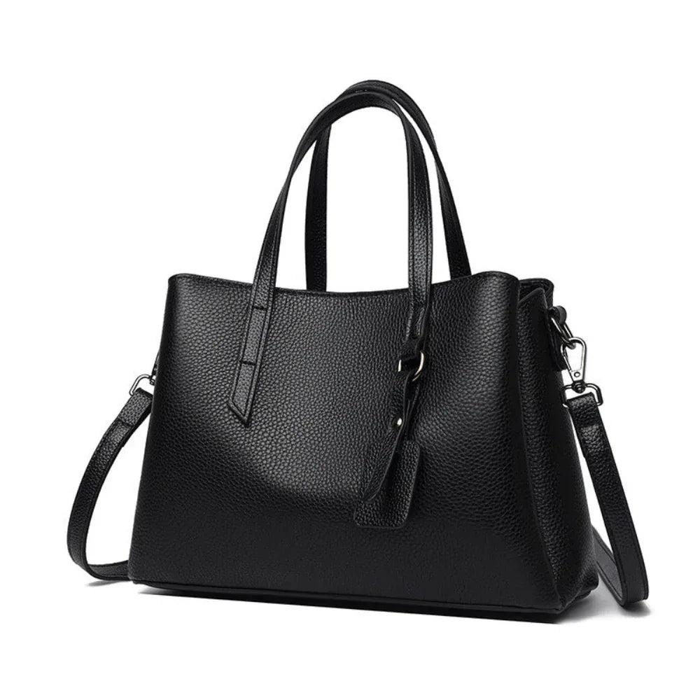 Sac à main en cuir de vachette grande capacité pour femme avec bandoulière