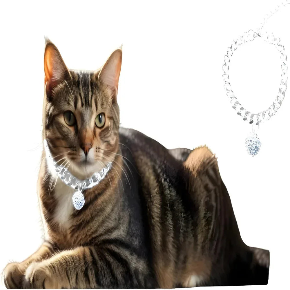 Collier chaîne doré pour chats avec clochette, en métal léger pour un port longue durée, bijou ajustable pour chats et chiens