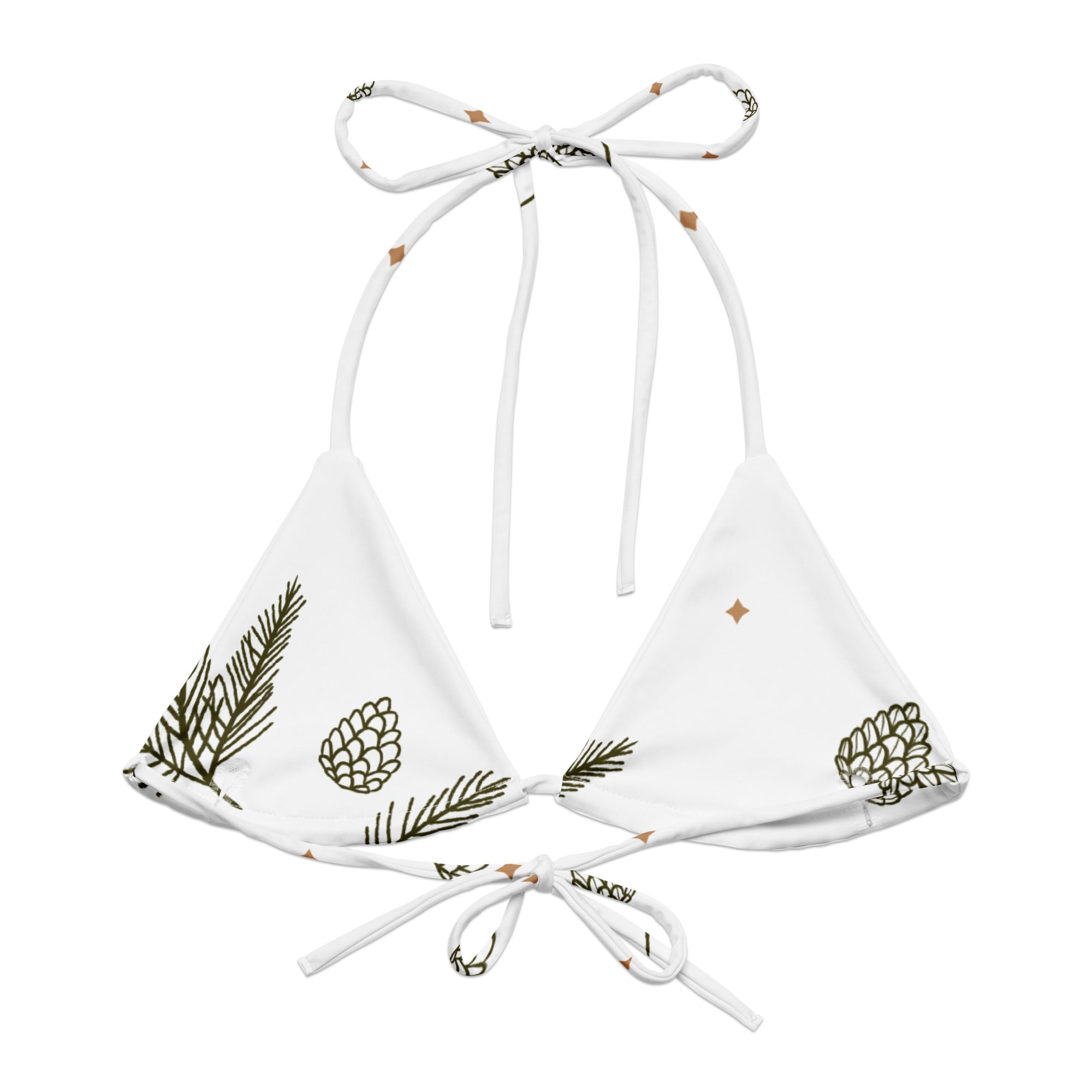 All-over print recycled string bikini top