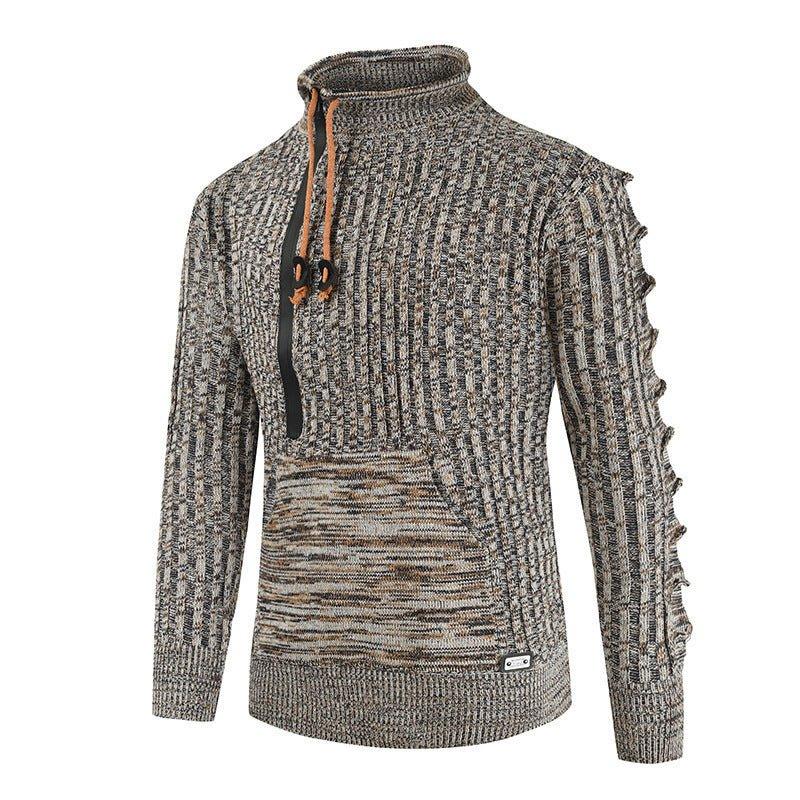 Herren Herbst und Winter Lockerer Stehkragen Pullover Strickpullover