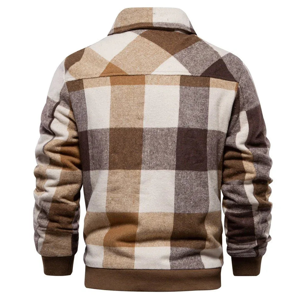 Herrenjacke für Herbst und Winter, lässiger karierter Mantel