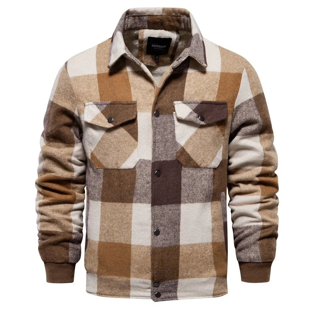 Herrenjacke für Herbst und Winter, lässiger karierter Mantel