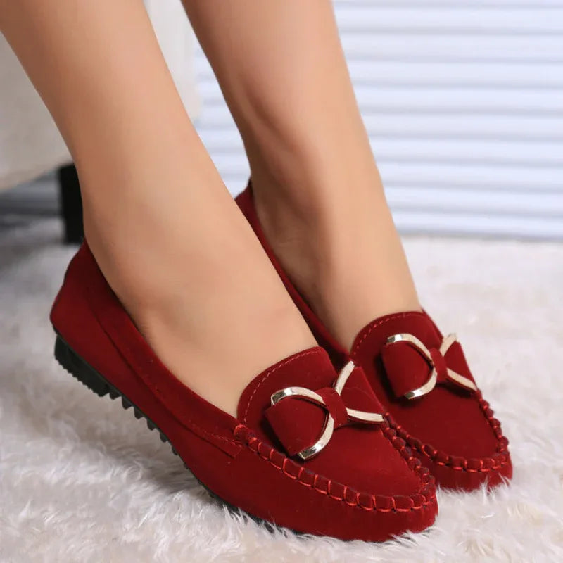 Chaussures plates à nœud papillon pour femmes, mocassins décontractés de couleur unie, chaussures d'été confortables