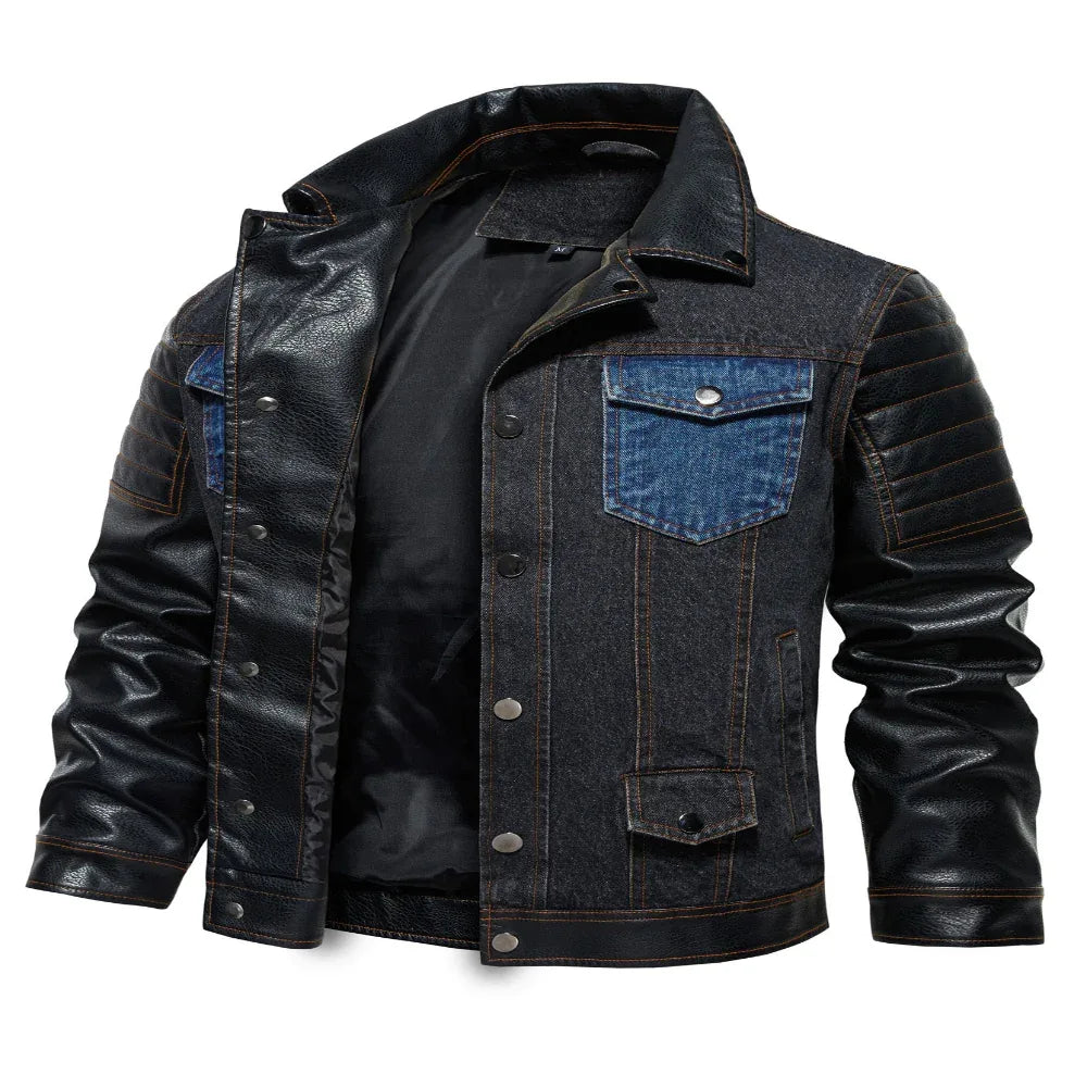 Veste extérieure d'automne en jean patchwork pour homme