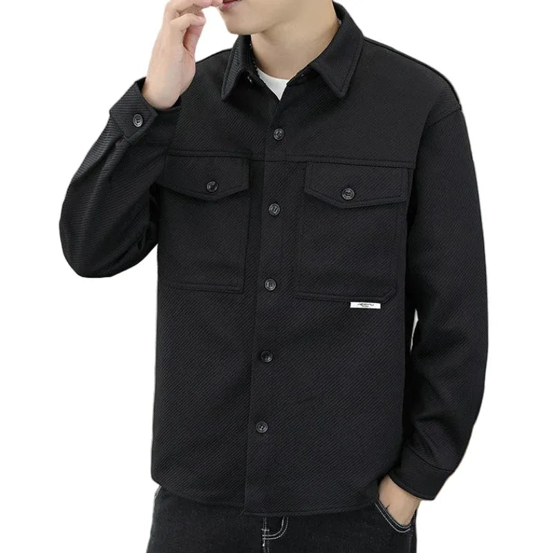 Veste en twill tricoté pour homme à revers