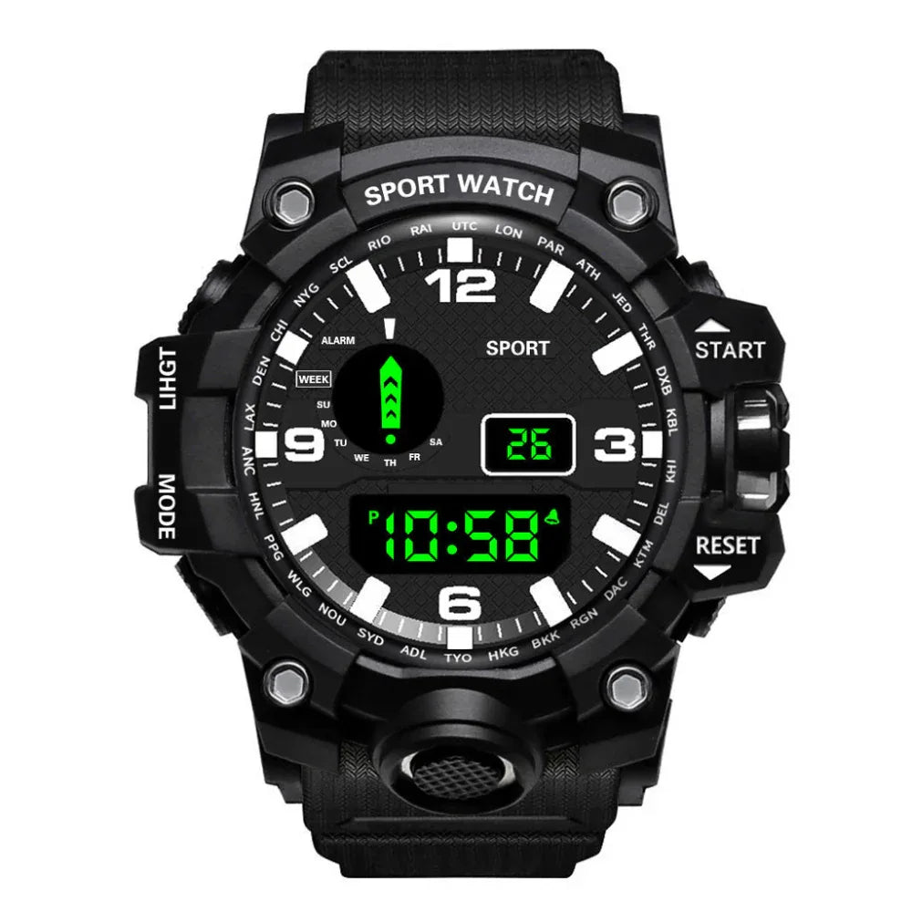 Montre numérique électronique lumineuse multifonctionnelle de sport étanche pour hommes