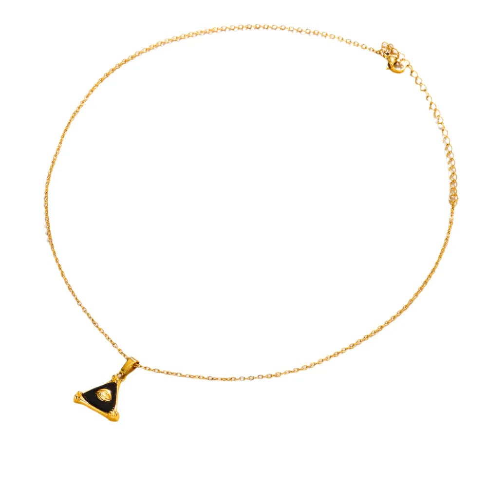 Collier Unisexe Triangle de Mode en Acier Inoxydable Plaqué Or 18K