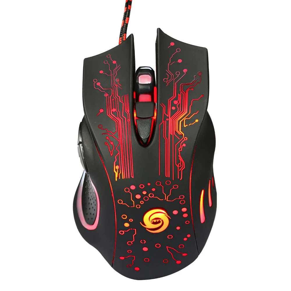 USB Kabelgebundene Ergonomische Gaming Maus mit 5500DPI und Farbiger LED-Beleuchtung für PC Laptop