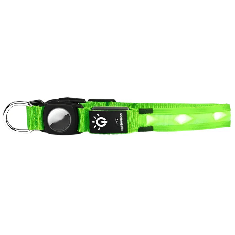 Collier lumineux LED IPX7 étanche pour animaux de compagnie avec housse de protection et traceur de positionnement