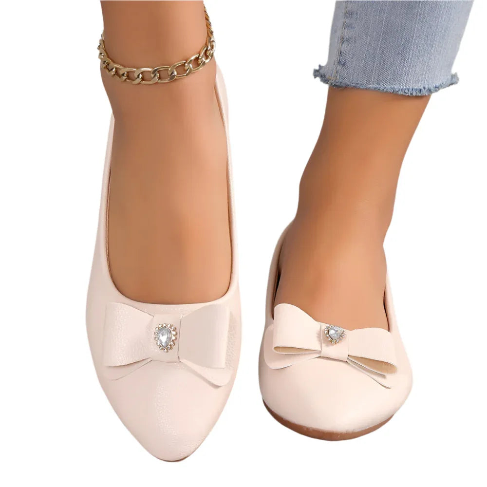 Chaussures plates à nœud papillon tendance décontractées à bout pointu pour femmes, chaussures d'été paresseuses