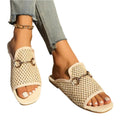 Hohle Square Toe Sandalen Sommer Mode Solide Flache Slides Damen Strandschuhe