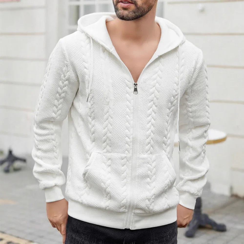 Sweat à capuche décontracté uni à motif sportif pour homme