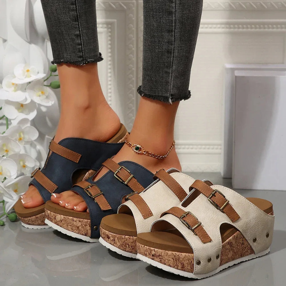 Chaussures d'été à talons hauts et semelle épaisse pour femmes