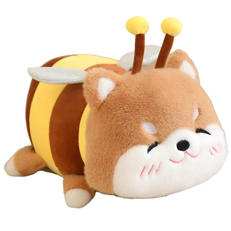 Bienen-Capybara und Bienen-Shiba Inu Plüschtiere mit Plüsch-Honigglas