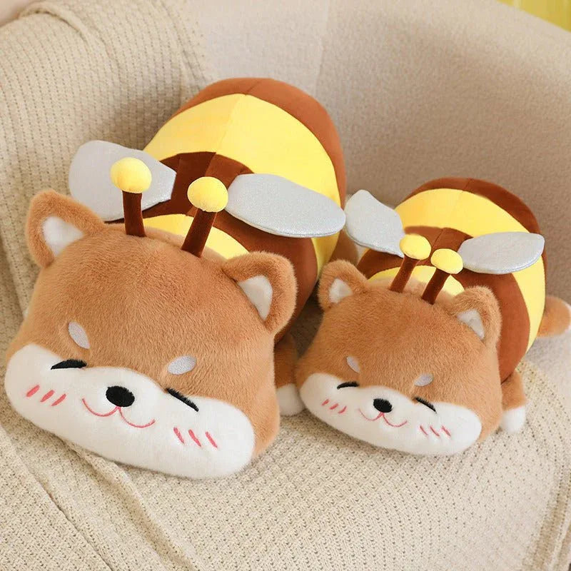 Bienen-Capybara und Bienen-Shiba Inu Plüschtiere mit Plüsch-Honigglas