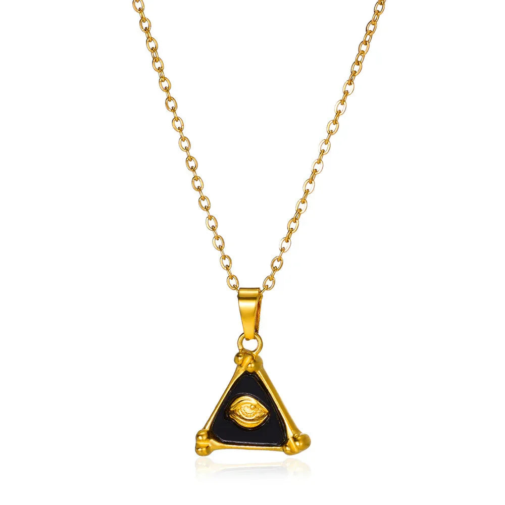 Collier Unisexe Triangle de Mode en Acier Inoxydable Plaqué Or 18K