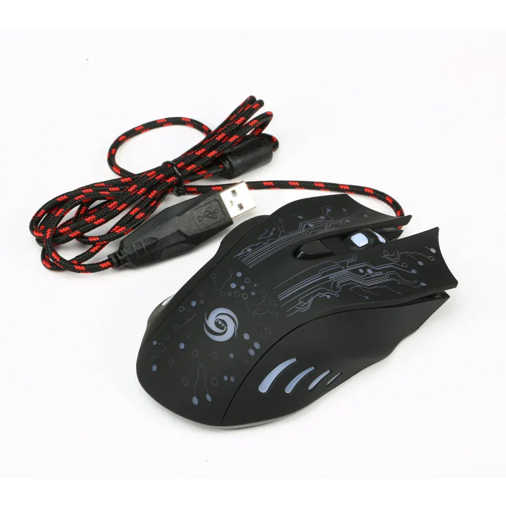 USB Kabelgebundene Ergonomische Gaming Maus mit 5500DPI und Farbiger LED-Beleuchtung für PC Laptop