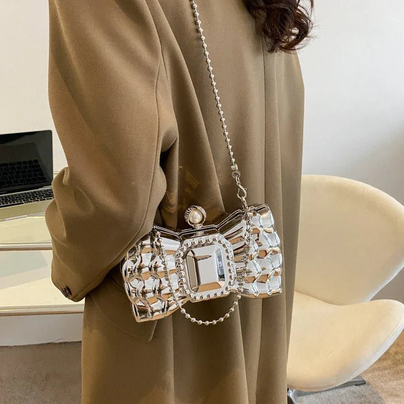 Sac à main chaîne en forme de nœud papillon pour femmes