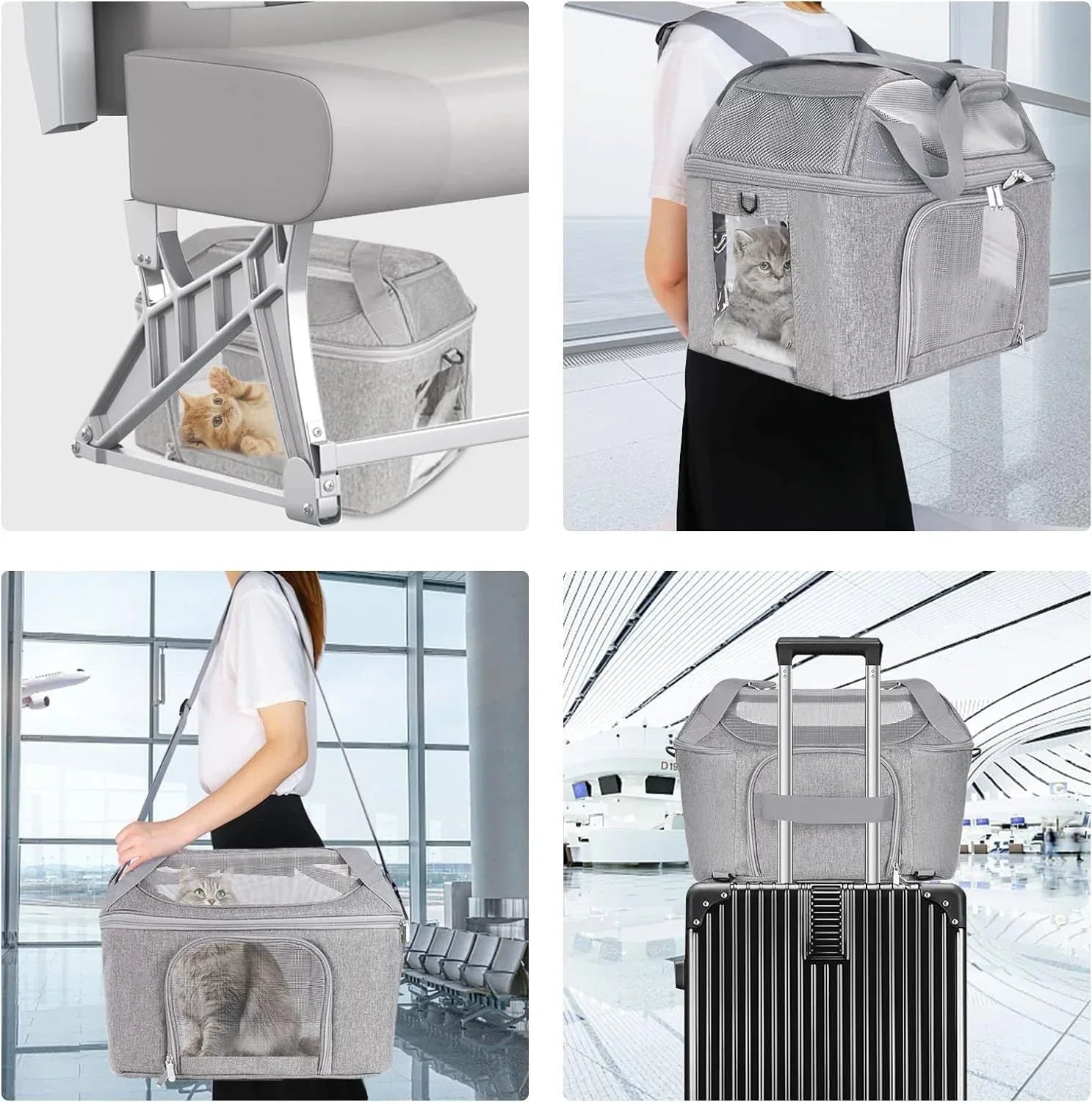 Atmungsaktiver transparenter Rucksack, Handtasche und Umhängetasche in einem für Katzen, Hunde und Haustiere