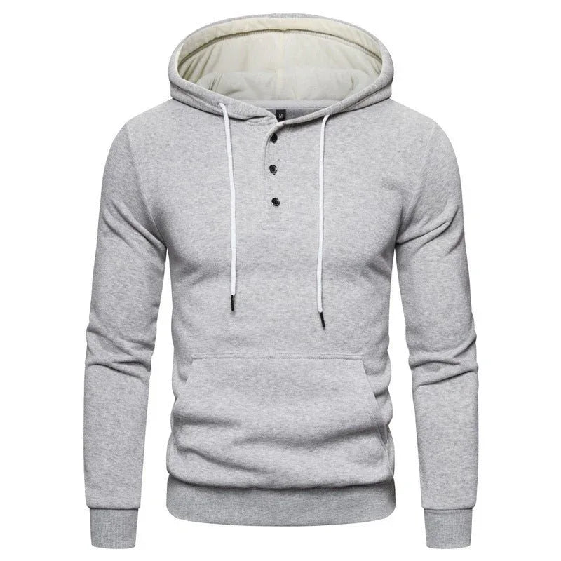 Sweat à capuche décontracté en molleton de coton boutonné