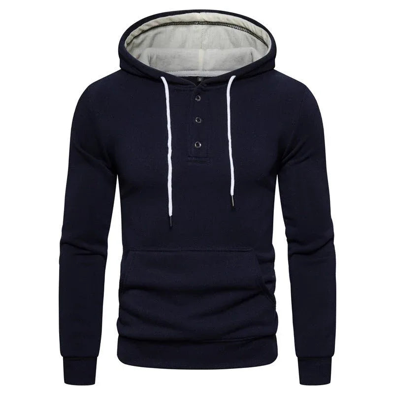 Sweat à capuche décontracté en molleton de coton boutonné