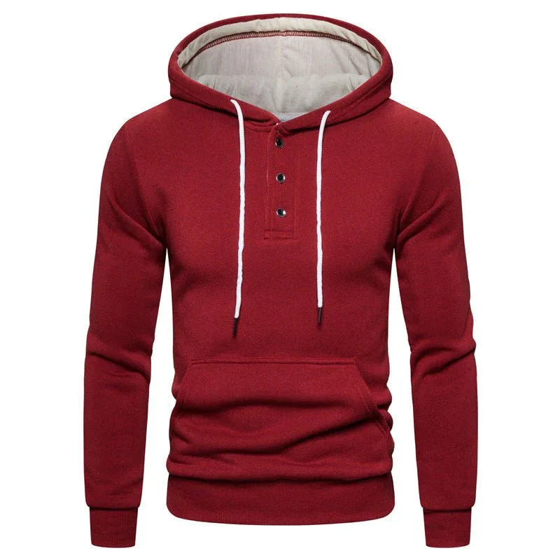 Sweat à capuche décontracté en molleton de coton boutonné