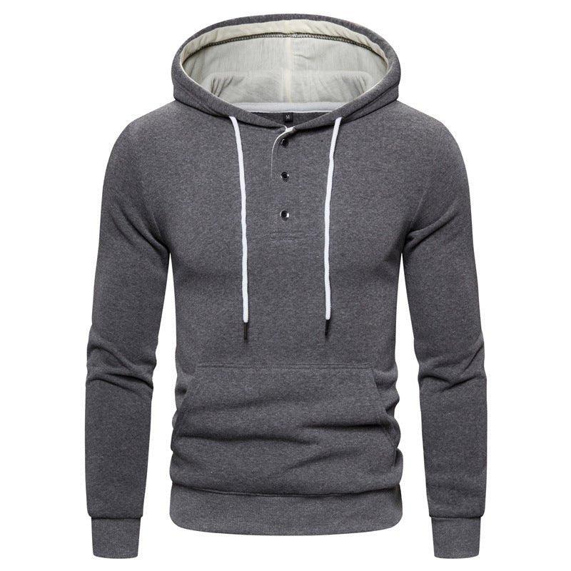 Sweat à capuche décontracté en molleton de coton boutonné