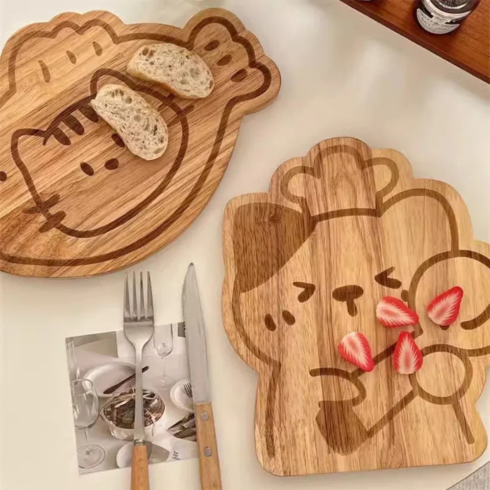 Planche à découper de cuisine en bois avec plateau pivotant intégré