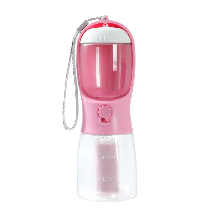 Gobelet à eau pour chien, compartiment pour sacs poubelles, distributeur de nourriture, bouteille d'eau portable multifonction trois-en-un pour petits animaux de compagnie