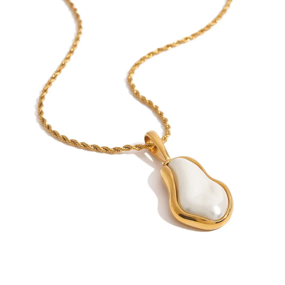 Collier de perles en acier inoxydable pour femme