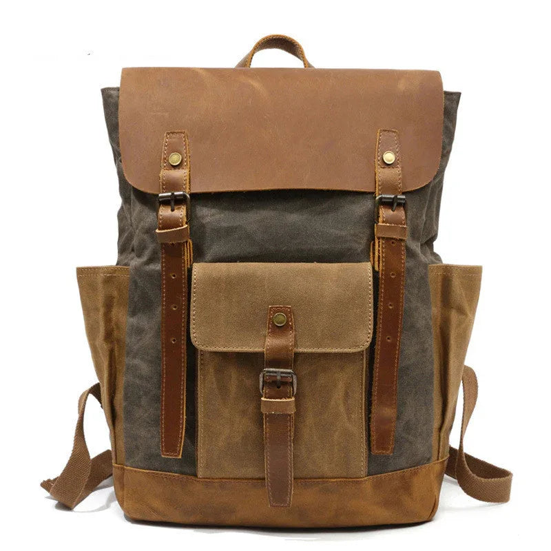 Herren-Reiserucksack aus Canvas und Leder