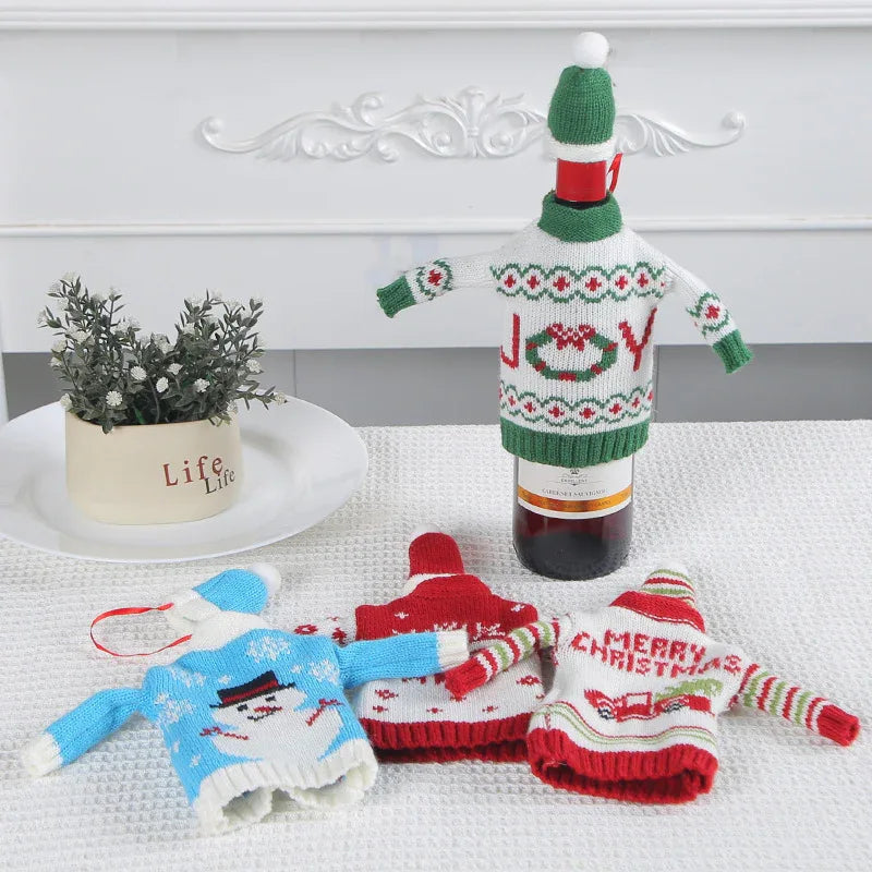 Décorations de Noël en tricot pour bouchons de bouteilles