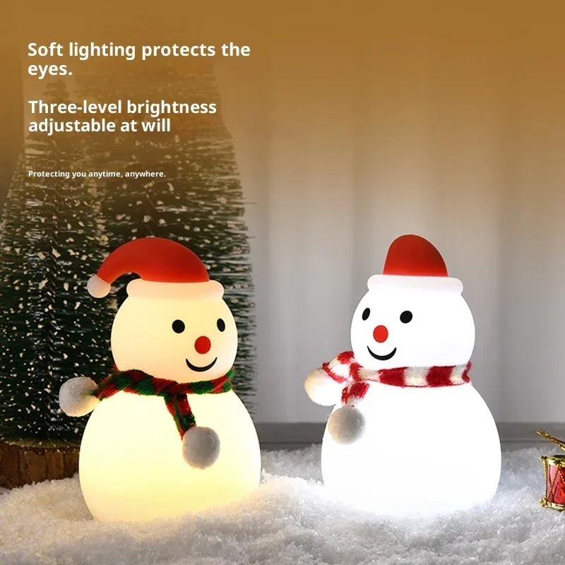 Lampe de Nuit Bonhomme de Neige de Noël Audio Bluetooth en Silicone Petite Lampe de Nuit