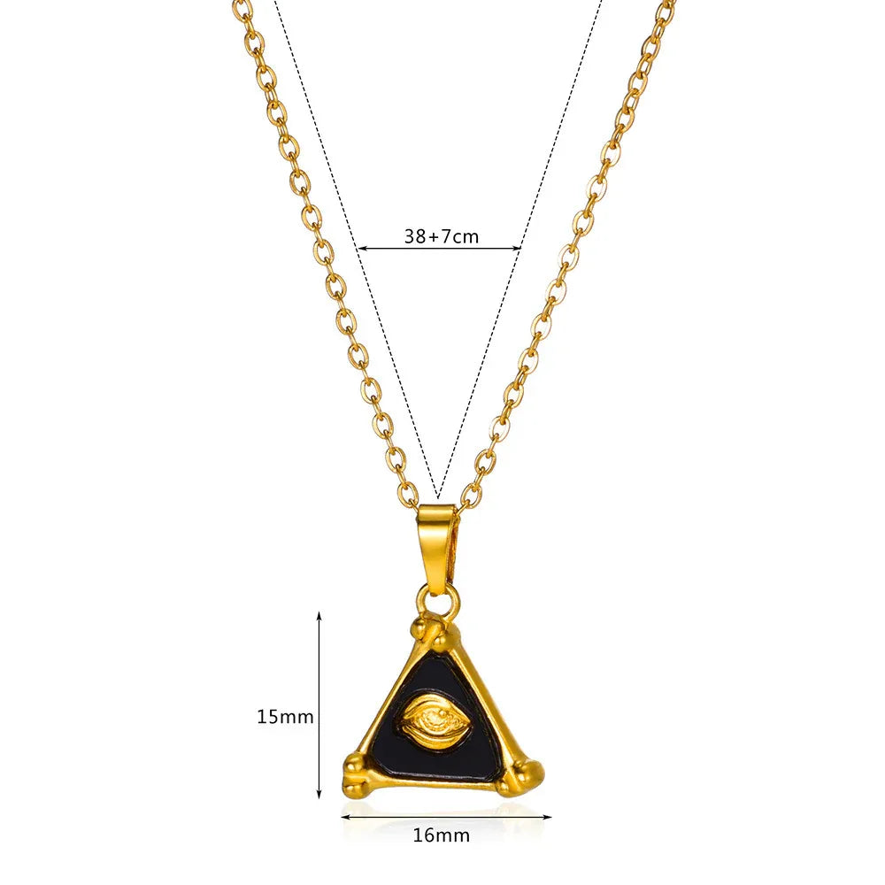 Collier Unisexe Triangle de Mode en Acier Inoxydable Plaqué Or 18K