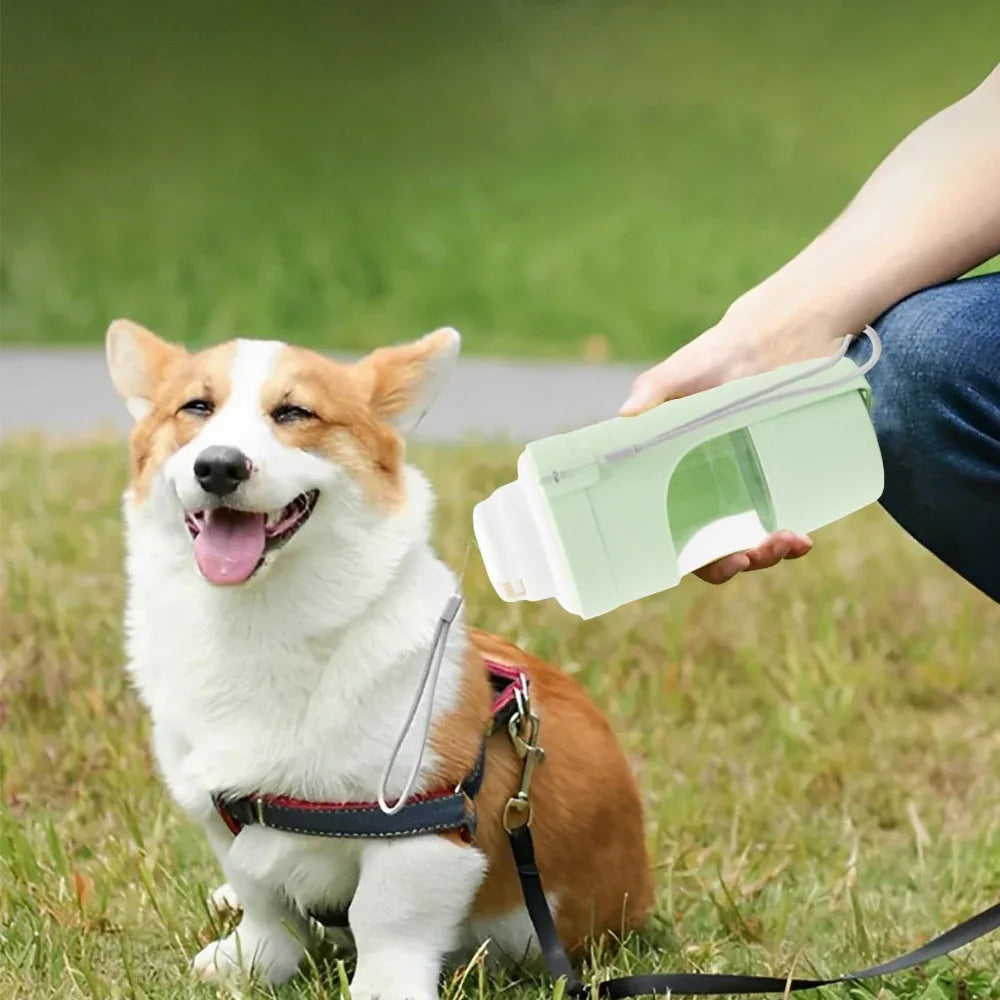 2 In 1 Cat Travel Pet Dog Water Bottle Outing Feeder Drinking Portable Cup