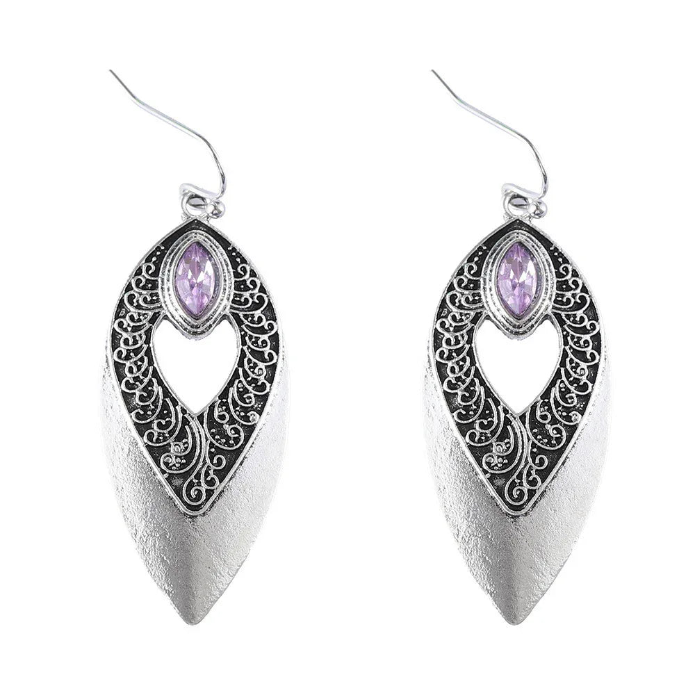 Boucles d'oreilles pendantes rétro ethniques feuille pour femmes