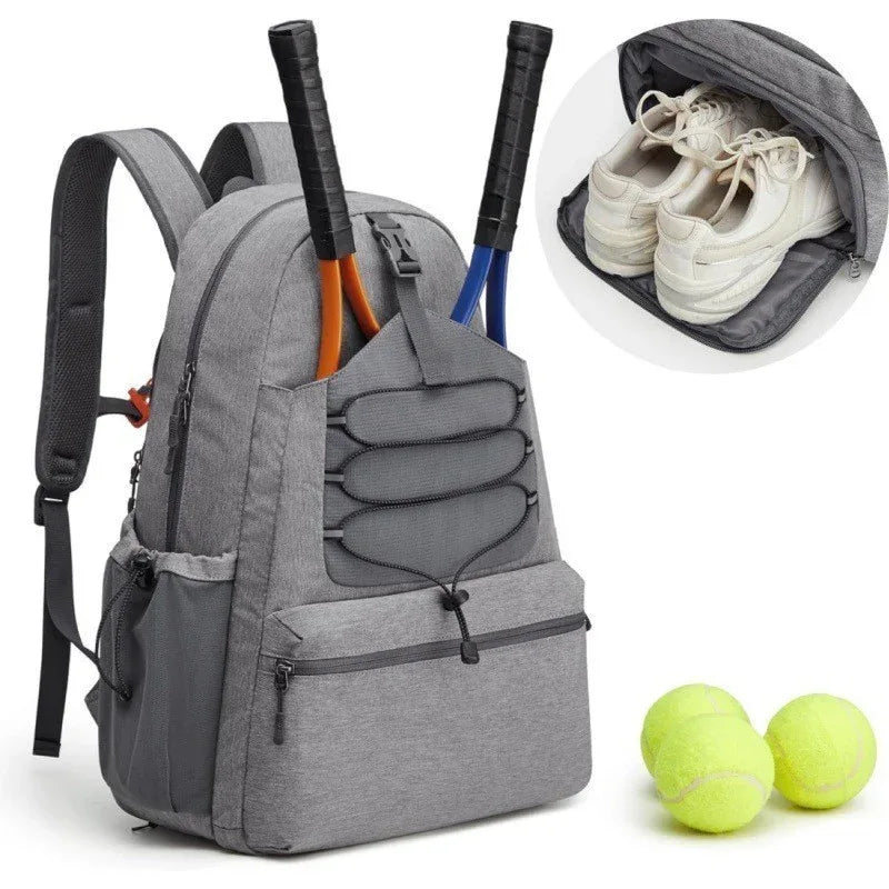 Grand sac à dos de tennis unisexe pour hommes et femmes avec capacité de 4 raquettes et compartiment à chaussures