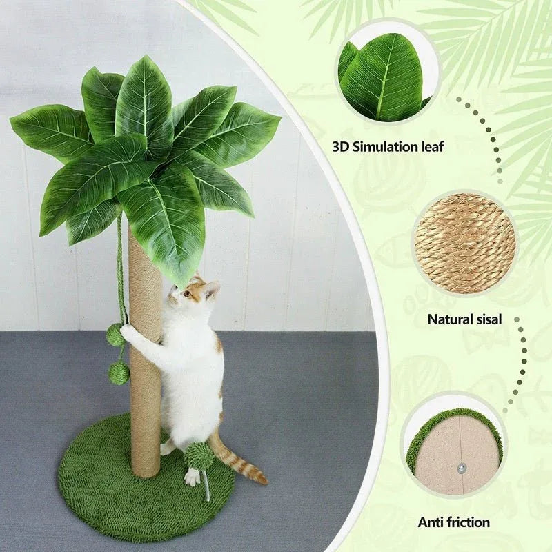 Poteau griffoir pour chat avec jouet balles suspendues