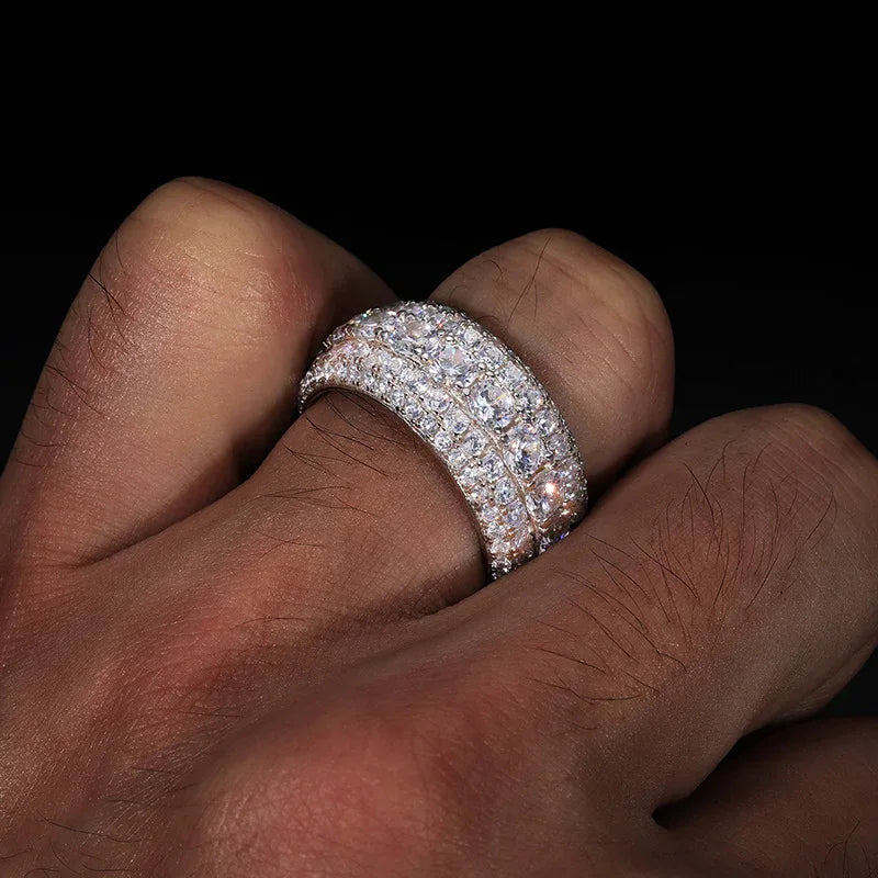 Bague unisexe en argent sterling 925 et moissanite