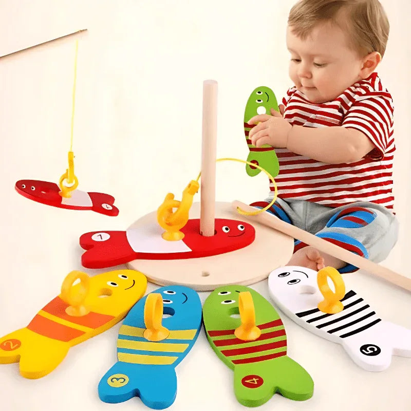 Jouets de pêche créatifs éducatifs pour enfants en bois pour bébés de 0 à 4 ans, enseignement précoce
