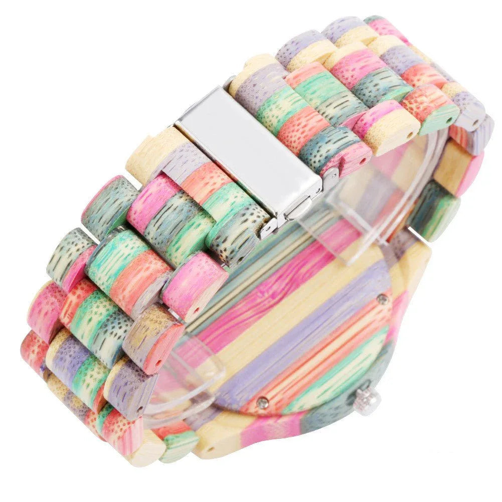 Montre unisexe colorée en bambou