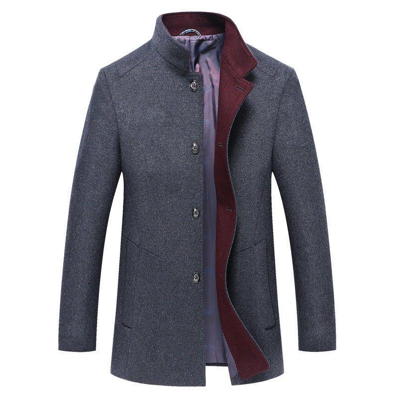 Bequemer mittellanger einreihiger Woll-Winter-Trenchcoat