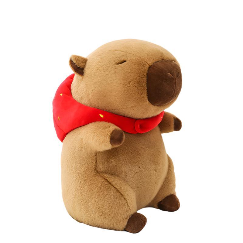 Poupée créative Capybara de dessin animé en peluche pour enfants avec chapeau fraise