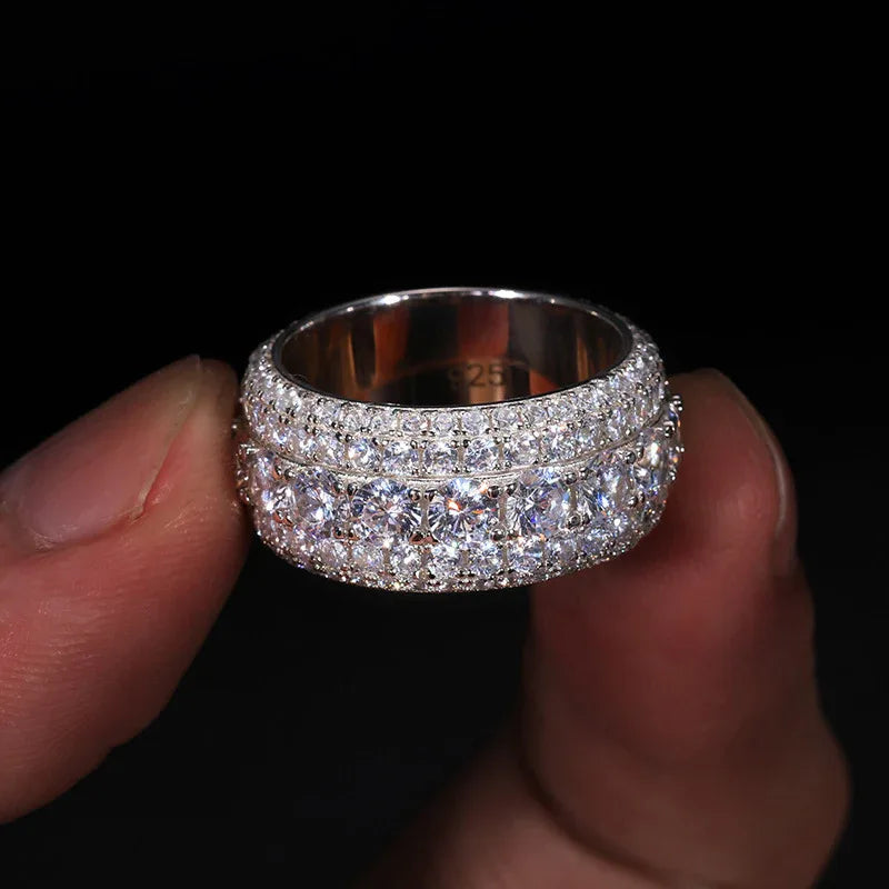 Bague unisexe en argent sterling 925 et moissanite