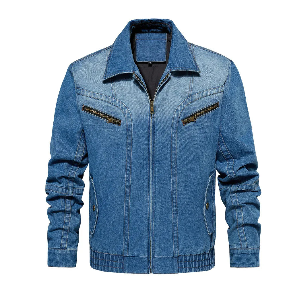 Veste en jean homme, modèle multi-poches, vêtement d'extérieur printemps-automne