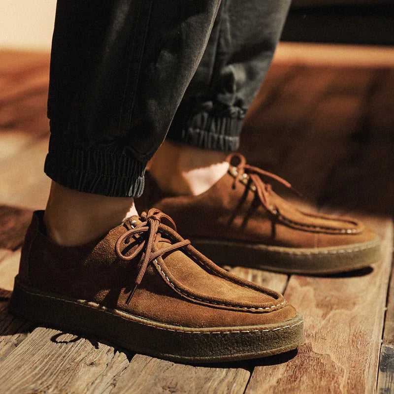 Chaussures Bateau Décontractées en Daim et Cuir Style Britannique Toutes Saisons