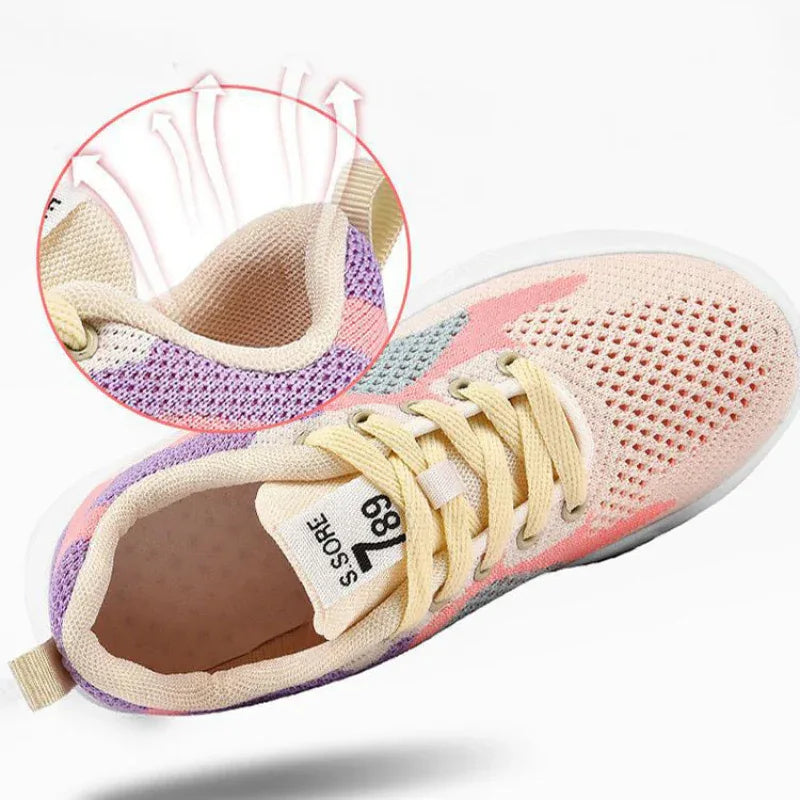 Baskets décontractées à lacets pour femmes Chaussures polyvalentes respirantes et légères pour la marche et la course à pied